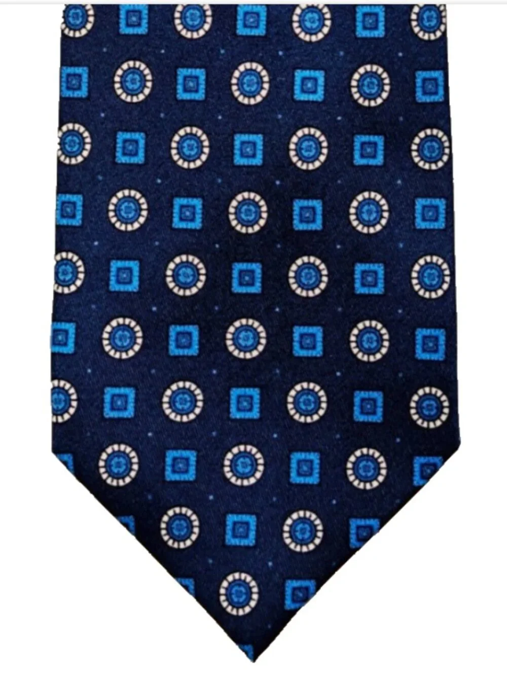 NWOT Cesare Attolini Napoli Geometric Navy Blue Men's Silk Tie 3.25